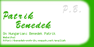 patrik benedek business card